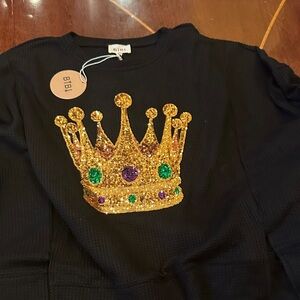 NWT BiBi oversized crown sweatshirt - perfect for Mardi Gras